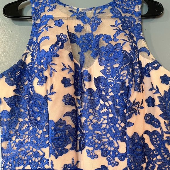 Stenay Cobalt Blue and Tan Evening Gown - Picture 6 of 9